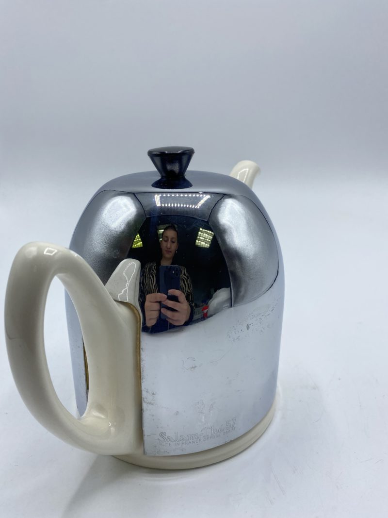 Théière vintage Villeroy & Boch Salam Thé 57 faïence et inox – Image 3