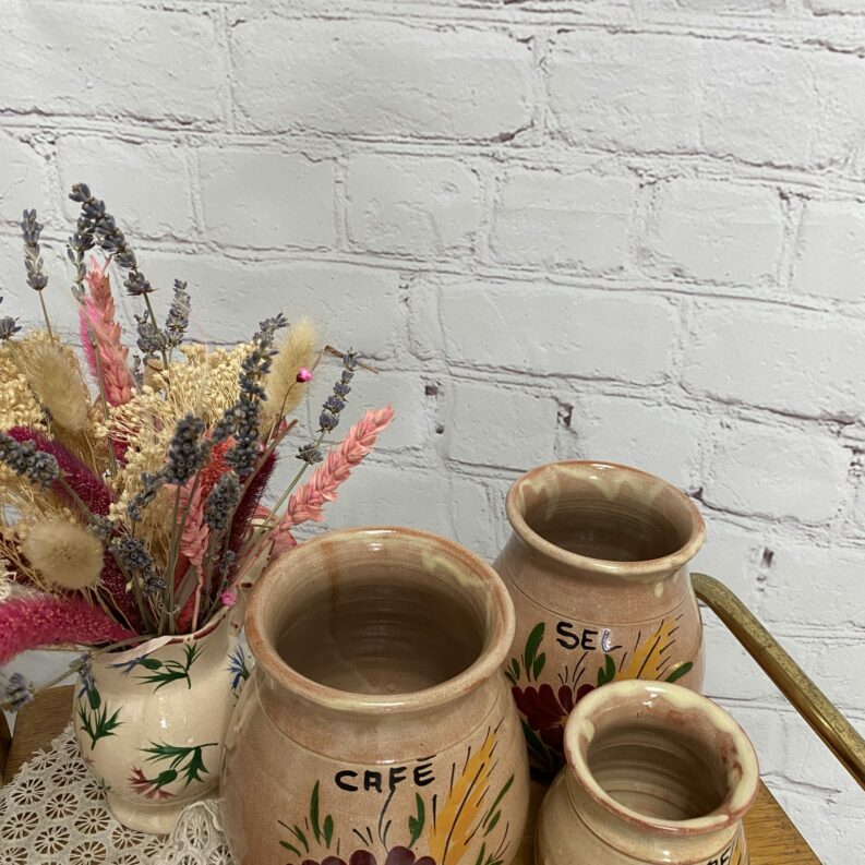 Trio pots à café et épices Vallauris terre cuite