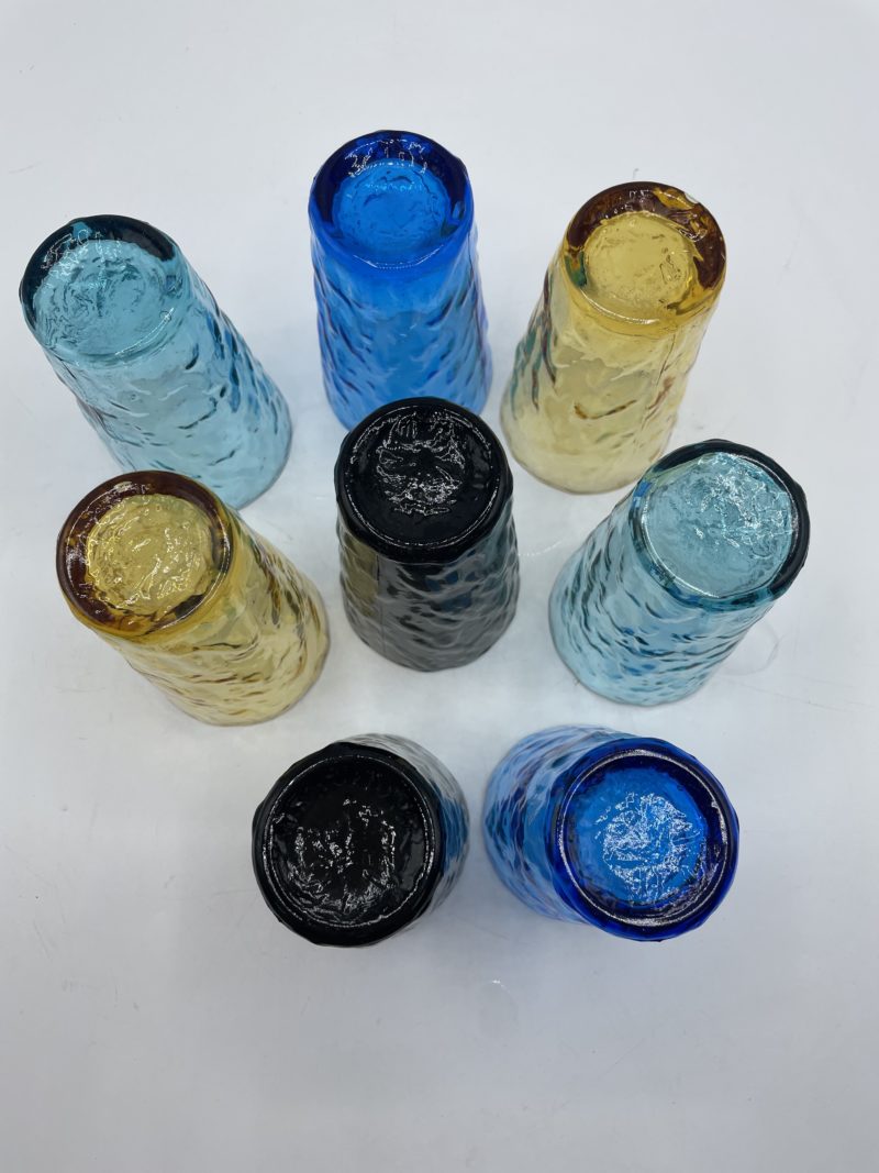 Lot de 8 verres à orangeade vintage ocre bleu et noir – Image 6
