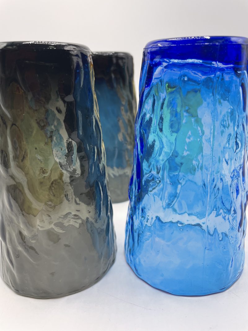 Lot de 8 verres à orangeade vintage ocre bleu et noir – Image 5