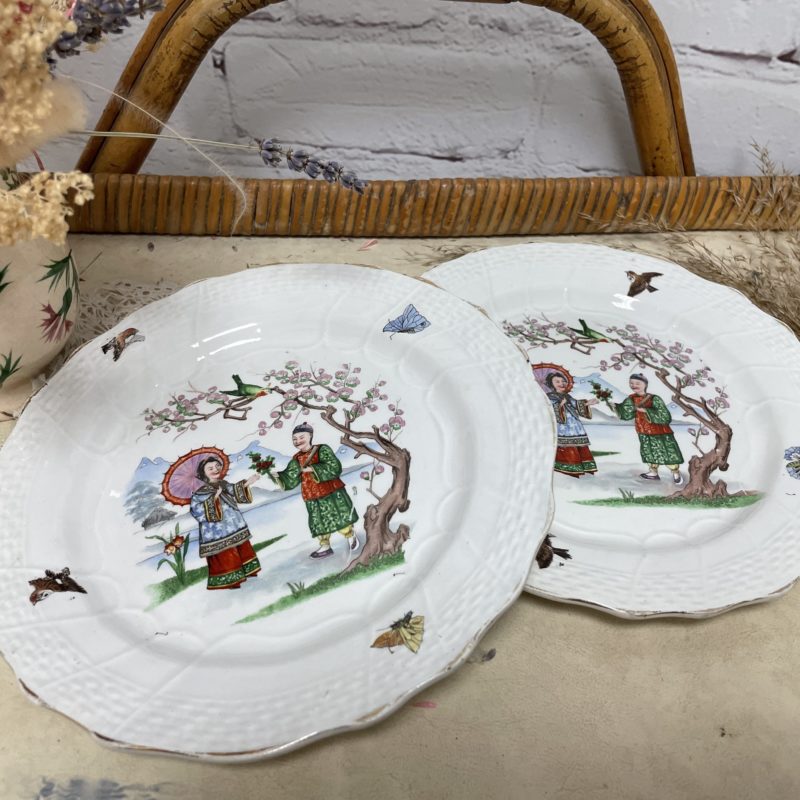 2 assiettes vintage saint amand hamage chinois terre de fer (6)