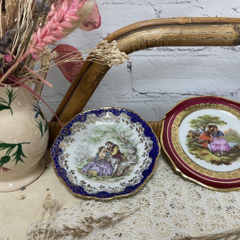 2 coupelle porcelaine limoges decor fragonard vintage (2)