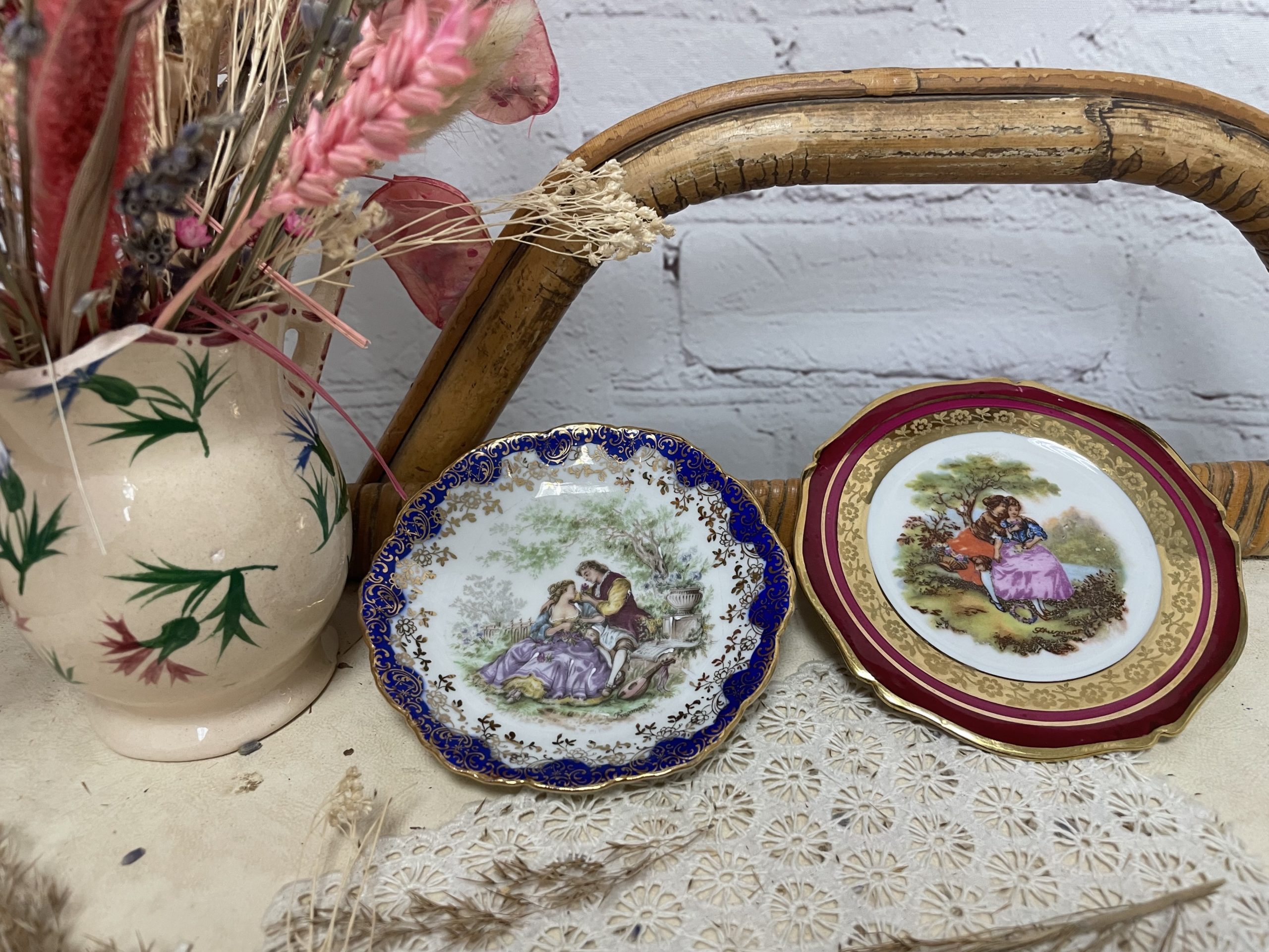 2 coupelle porcelaine limoges decor fragonard vintage (2)