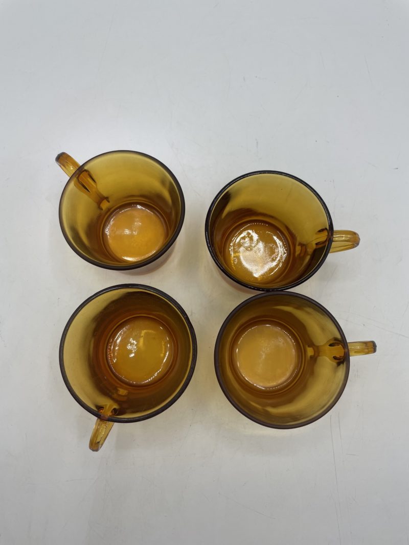 Lot 4 tasses à café vintage Duralex verre ambre – Image 3