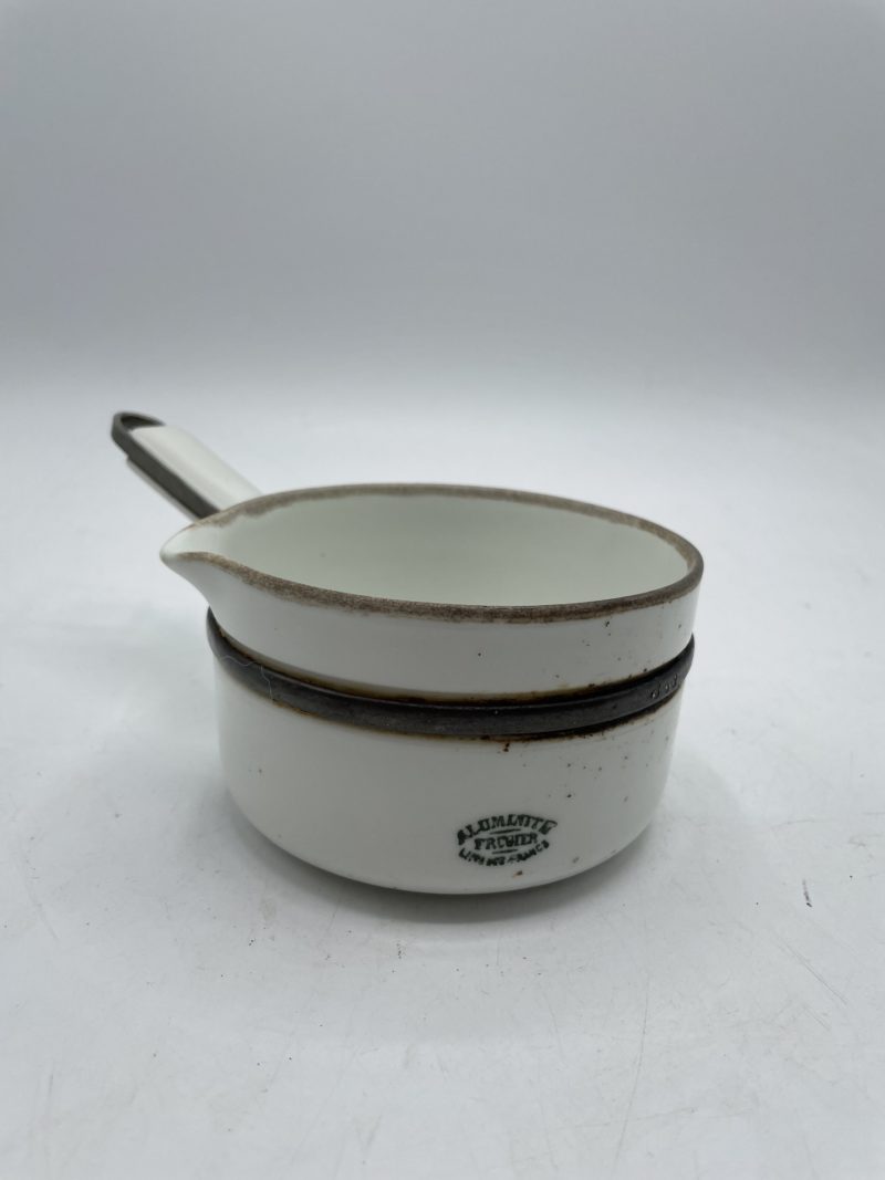 Petite casserole poêlon en porcelaine blanche aluminite Frugier Limoges – Image 2