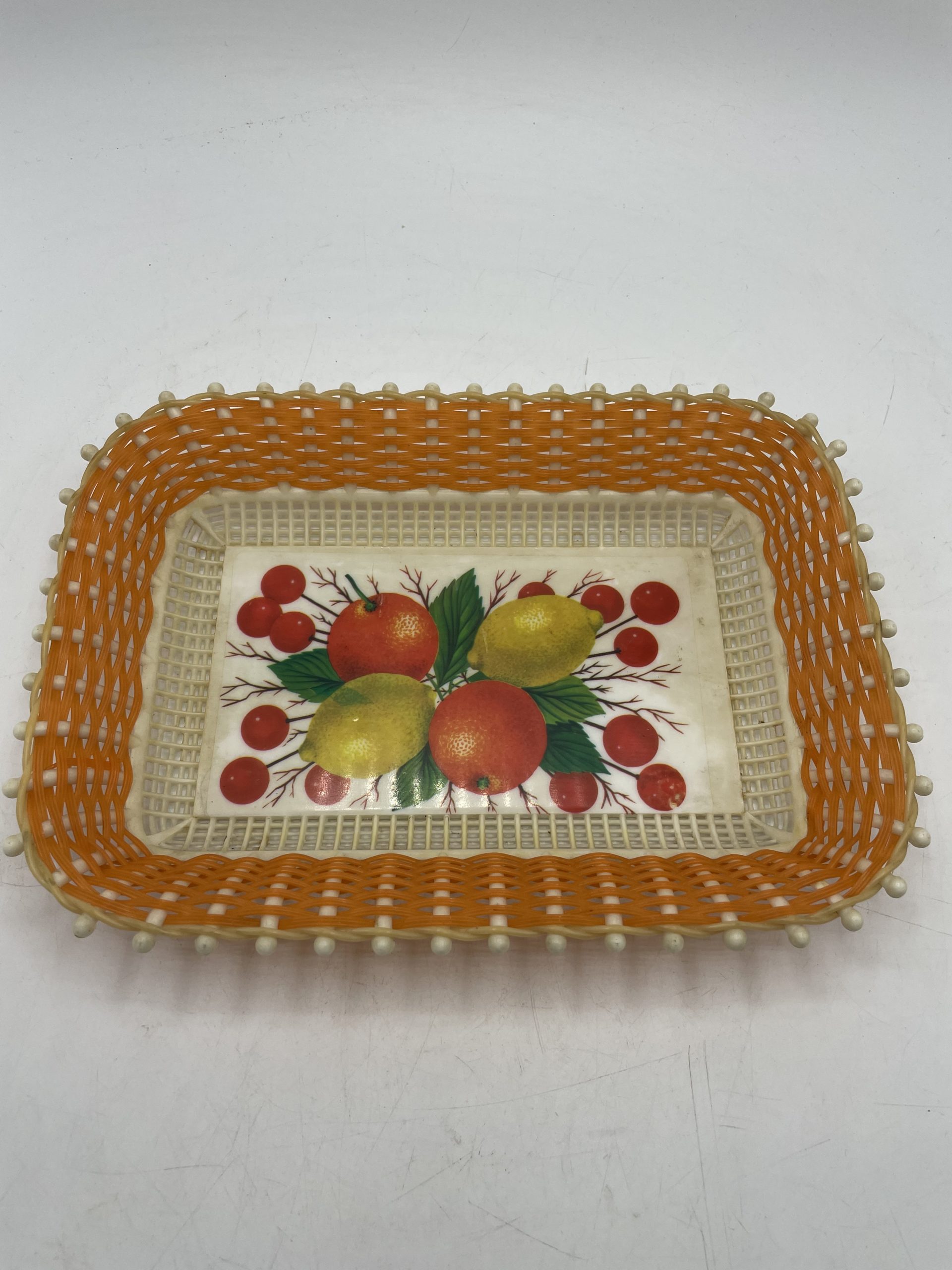 Petite panière à pain vintage kitch plastique et scoubidou motifs fruits – Image 5