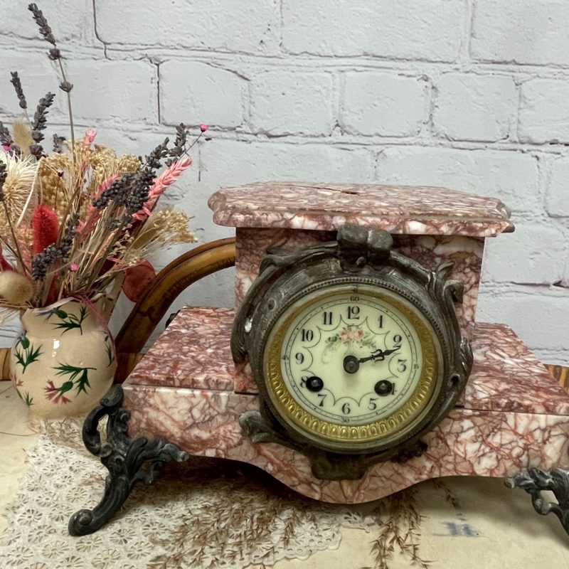 Horloge à poser vintage marbre rose (11)