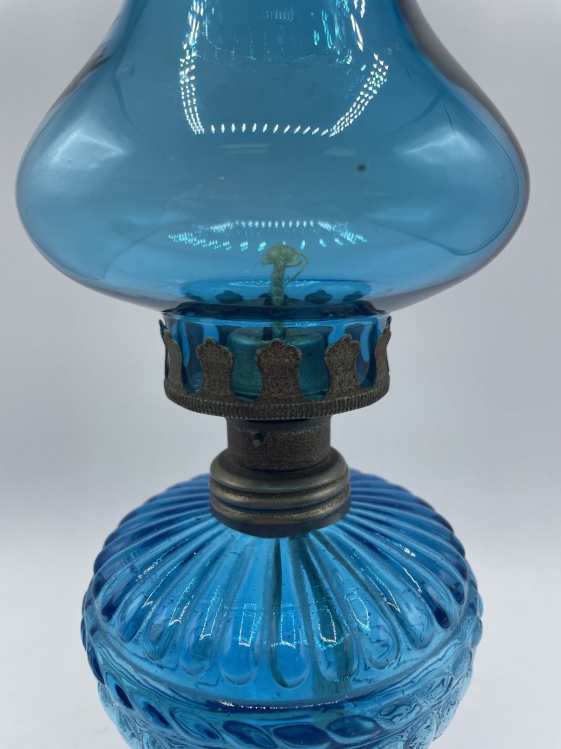Grande lampe à huile verre bleu – Image 8