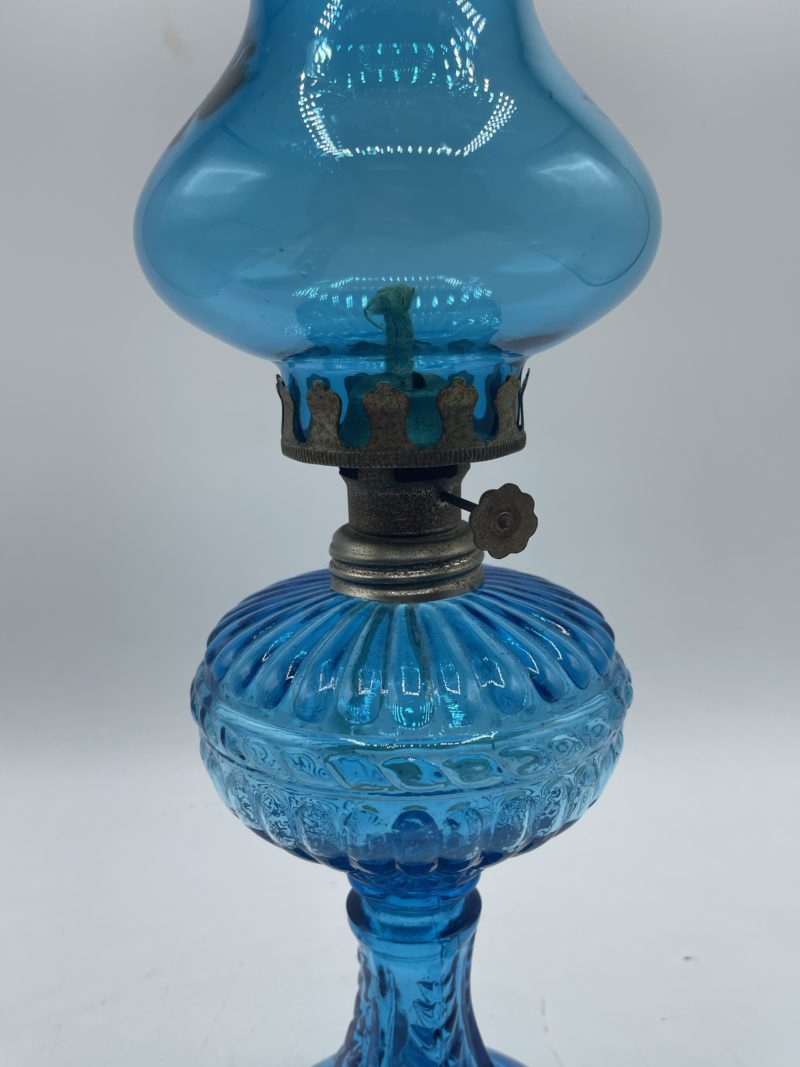 Grande lampe à huile verre bleu – Image 2