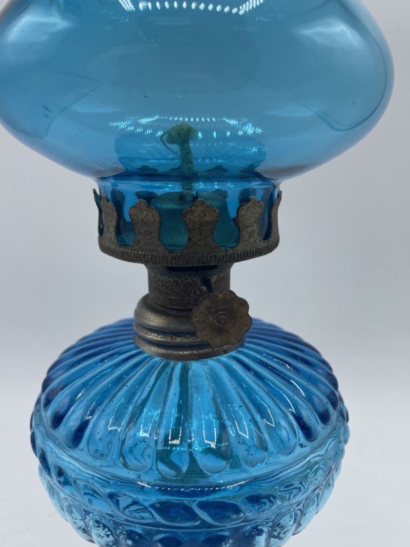 Grande lampe à huile verre bleu – Image 7