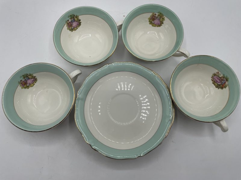 Lot de 4 tasses à thé et soucoupes Saint Amand menthe – Image 4
