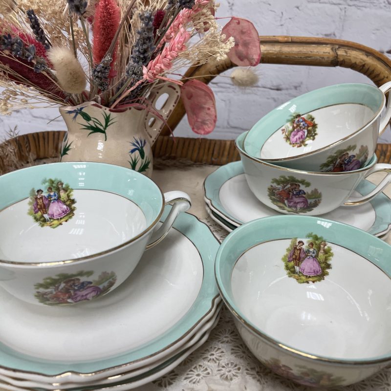 Lot 4 tasses soucoupes saint amand menthe (4)