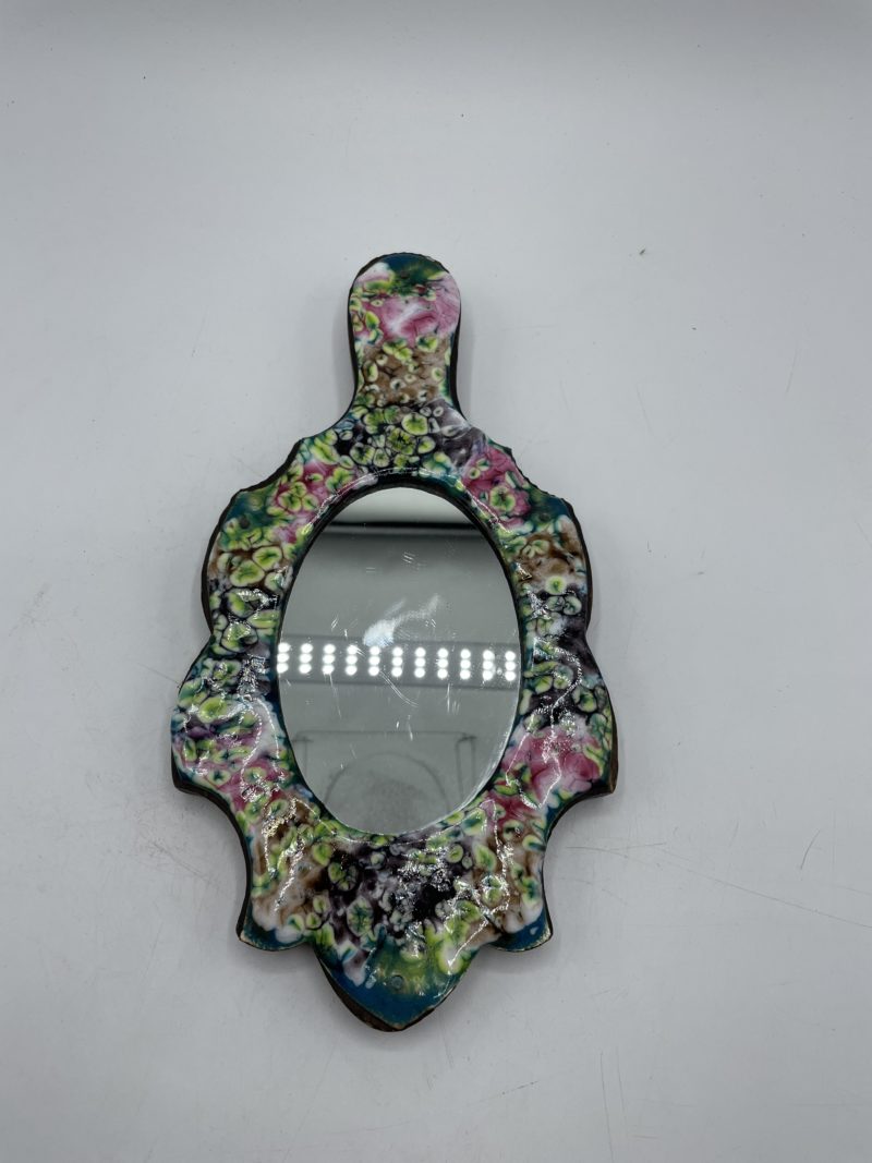 Miroir fixation murale panneau bois et plaque émail – Image 2