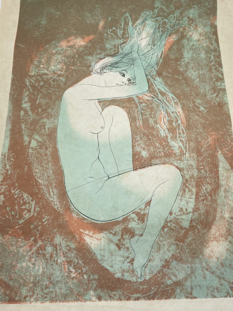 Tableau femme nue encre et peinture – Image 2