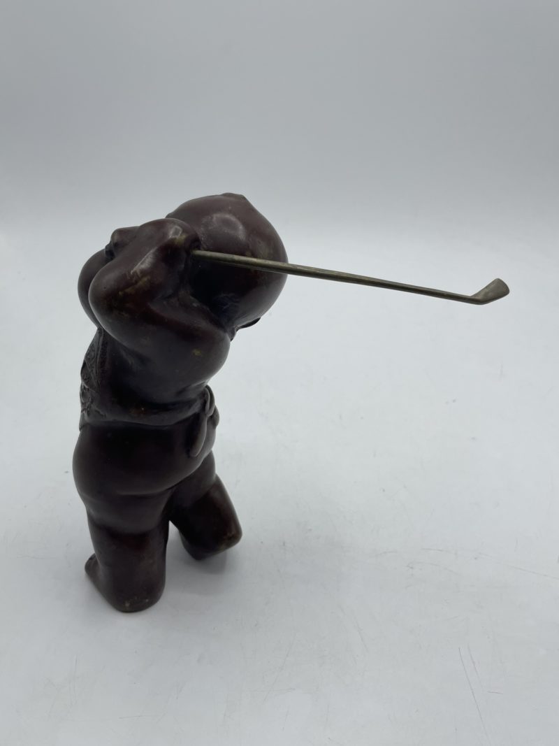 Statuette en bronze enfant chinois club de golf – Image 3