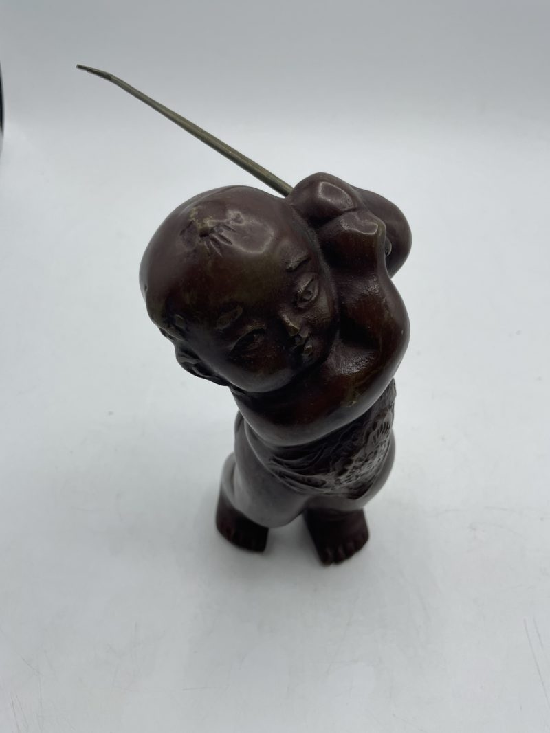 Statuette en bronze enfant chinois club de golf – Image 4