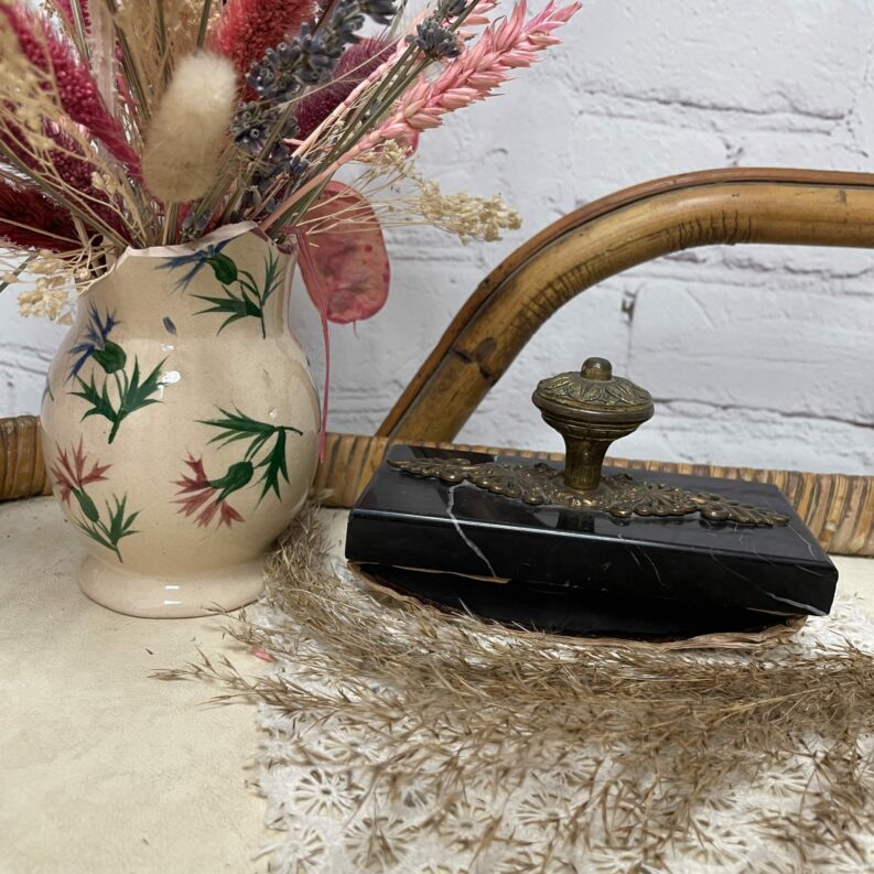 Tampon buvard encre marbre noir laiton vintage (1)