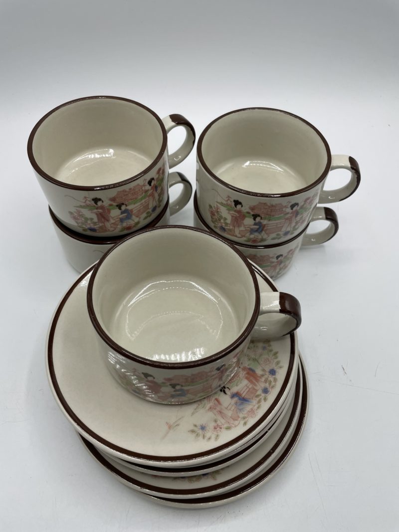 Lot 5 tasses et soucoupes Grès de Corée – Image 3
