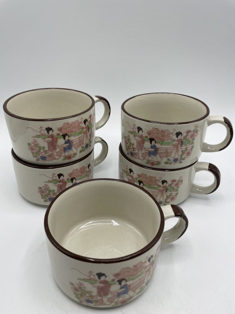 Lot 5 tasses et soucoupes Grès de Corée – Image 4