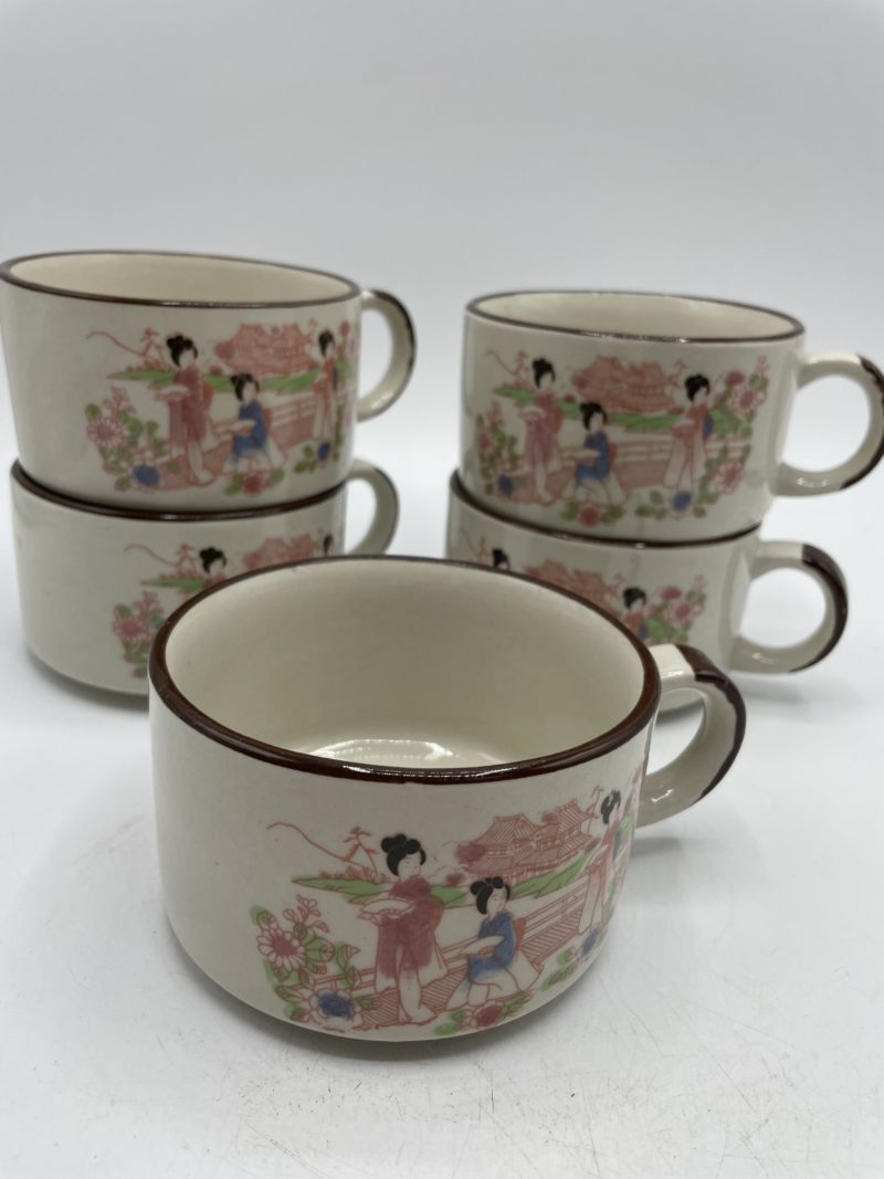 Lot 5 tasses et soucoupes Grès de Corée – Image 5