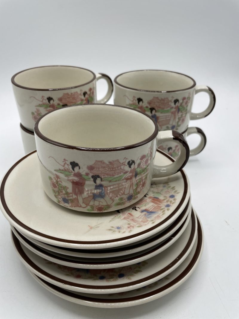 Lot 5 tasses et soucoupes Grès de Corée – Image 2