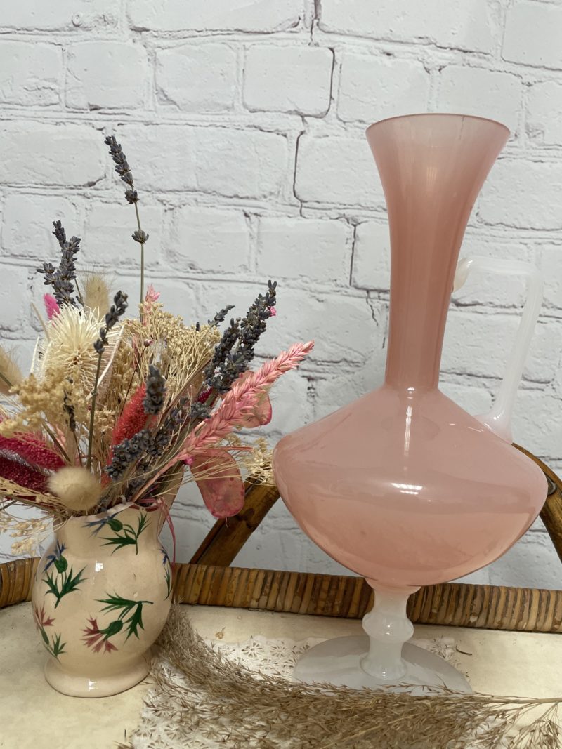 Vase opaline rose cruche soliflore (8)