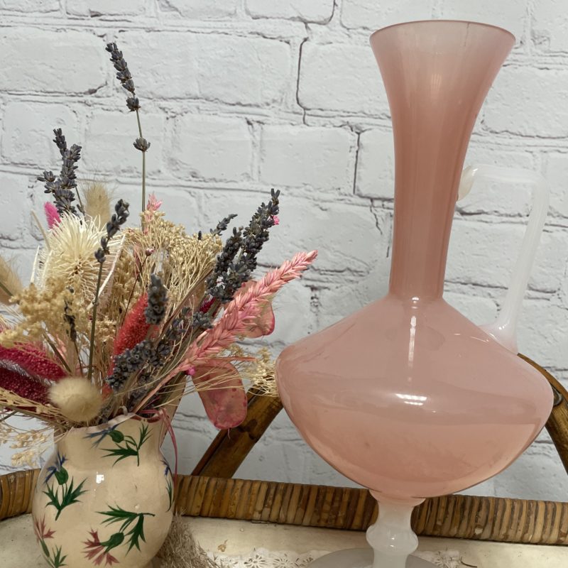 Vase opaline rose cruche soliflore (8)