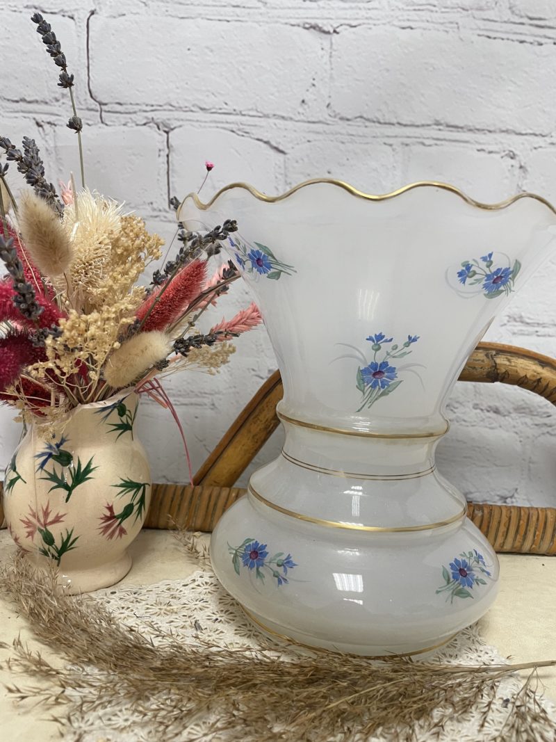 Vase verre translucide fleurs bleues (9)
