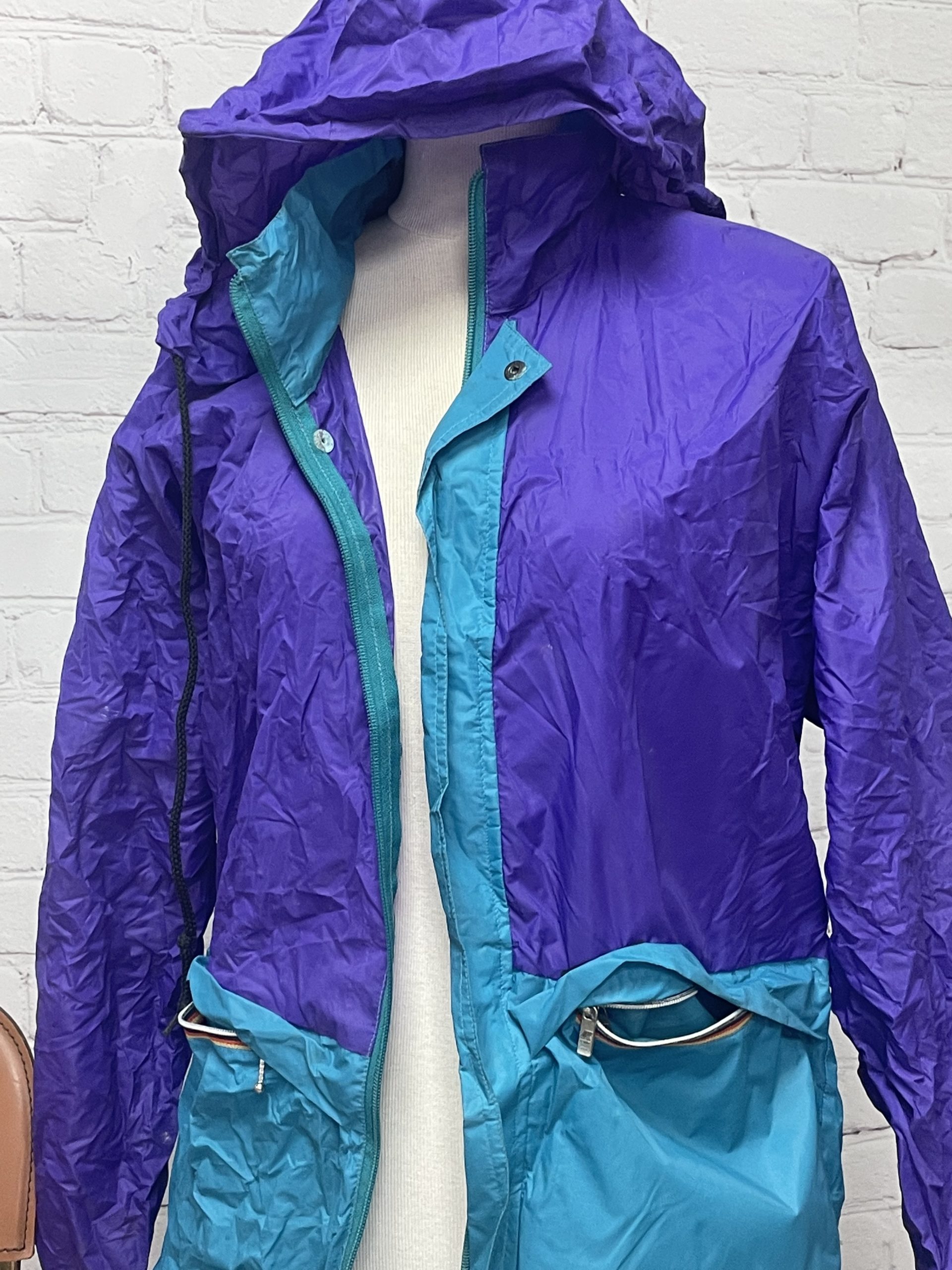 Veste K-WAY vintage années 80 bi colore turquoise violet