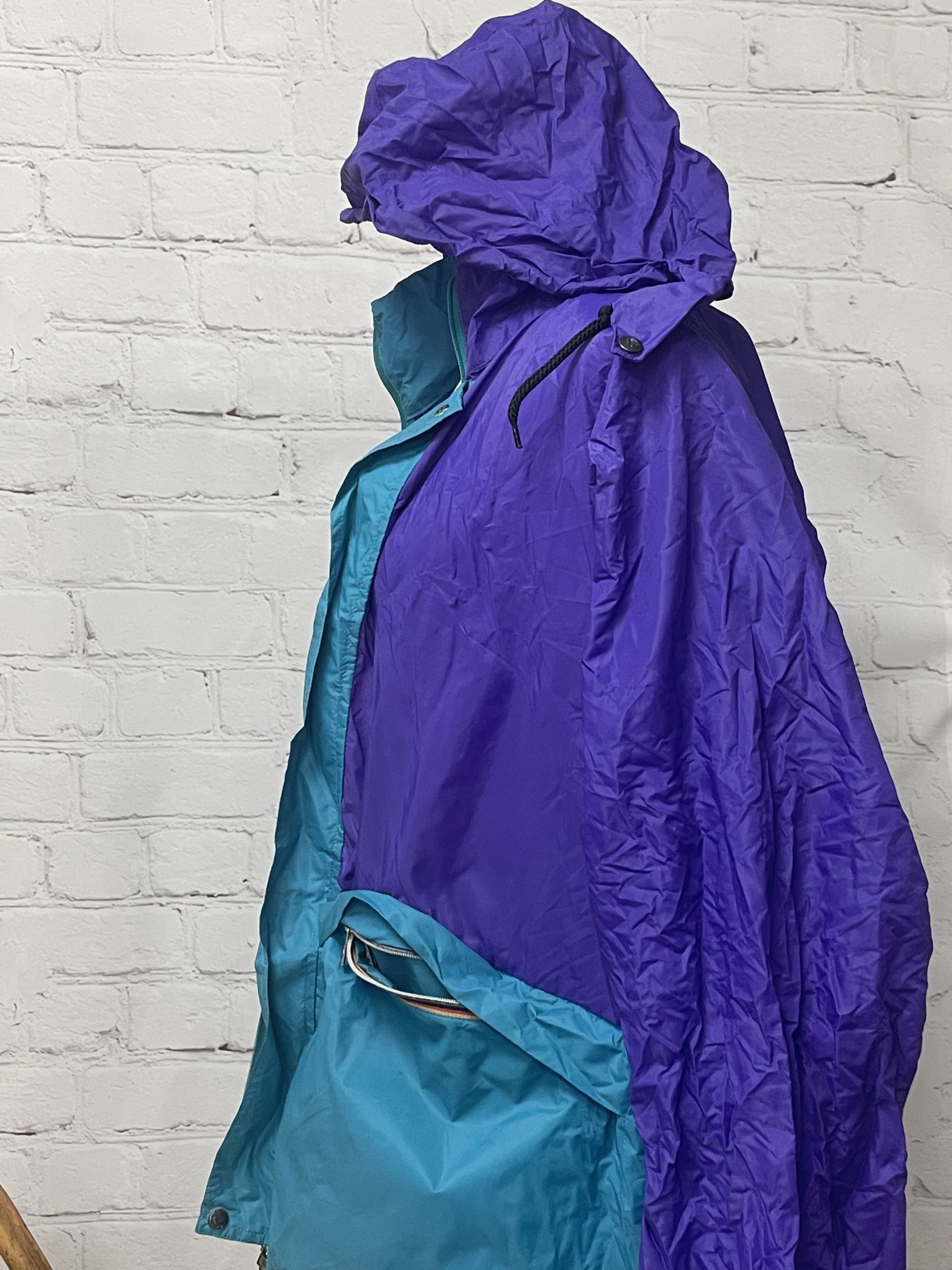 Veste K-WAY vintage années 80 bi colore turquoise violet