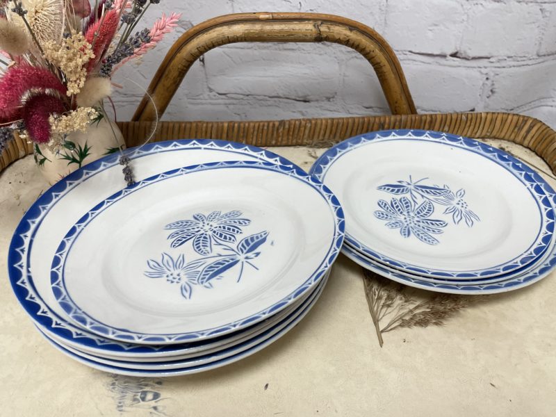 service vinatge 8 assiettes digoin sarreguemines baleares bleu (1)