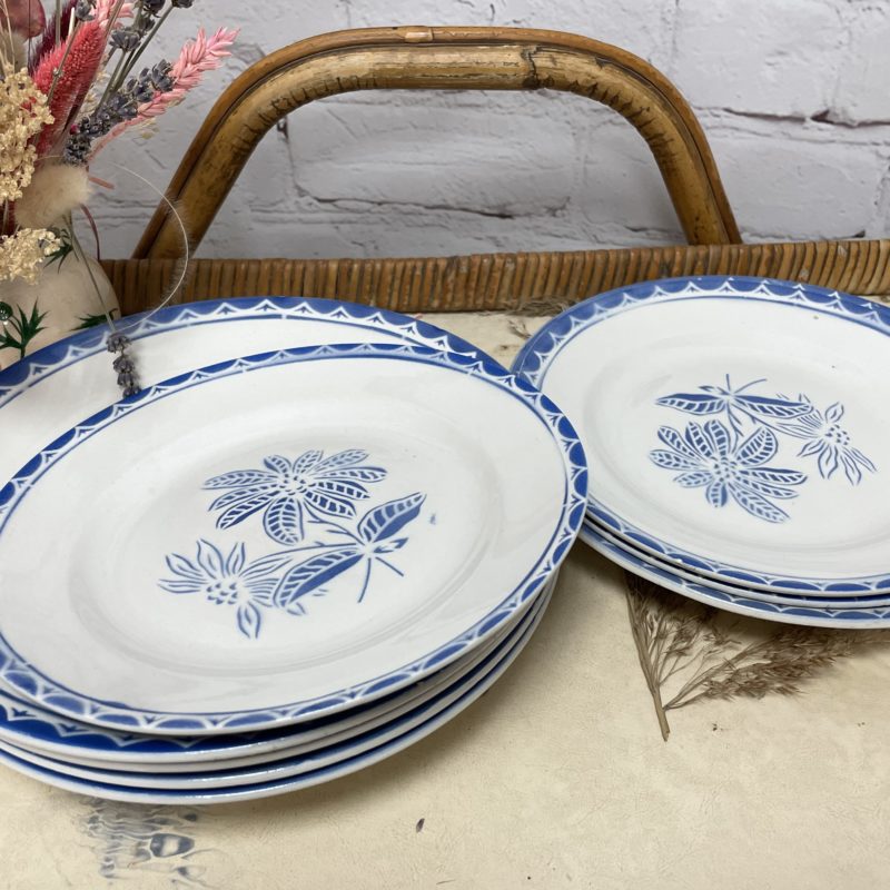 service vinatge 8 assiettes digoin sarreguemines baleares bleu (1)