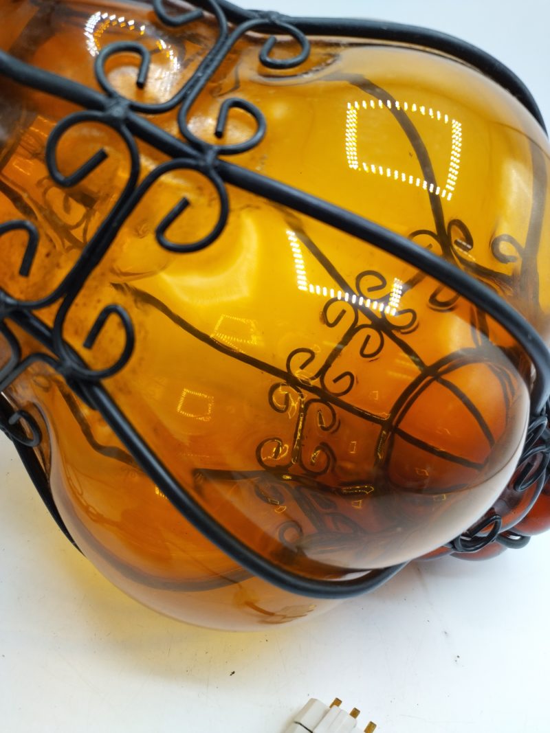 Grande lampe en verre soufflé ambre style vénitien – Image 2