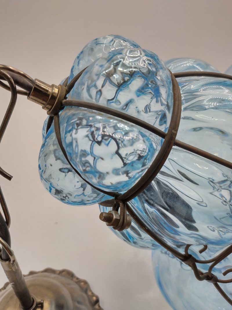 Grande lampe en verre soufflé bleu style vénitien – Image 5