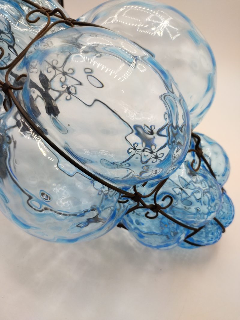 Grande lampe en verre soufflé bleu style vénitien – Image 4