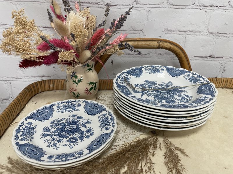 service-vaisselle-assiette-vintage-bleu-ridgway-staffordshire-windsor