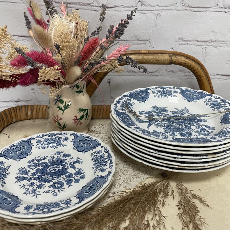 service-vaisselle-assiette-vintage-bleu-ridgway-staffordshire-windsor