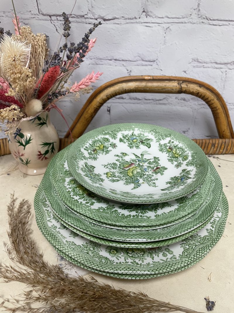 service-vaisselle-assiette-vintage-unicorn-asiatic-pheasant-vert