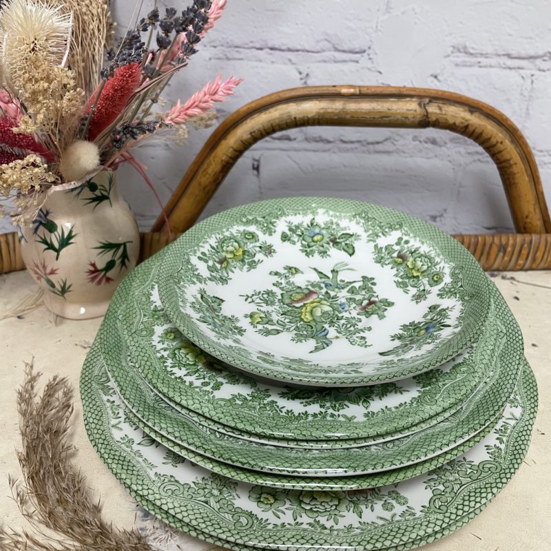 service-vaisselle-assiette-vintage-unicorn-asiatic-pheasant-vert