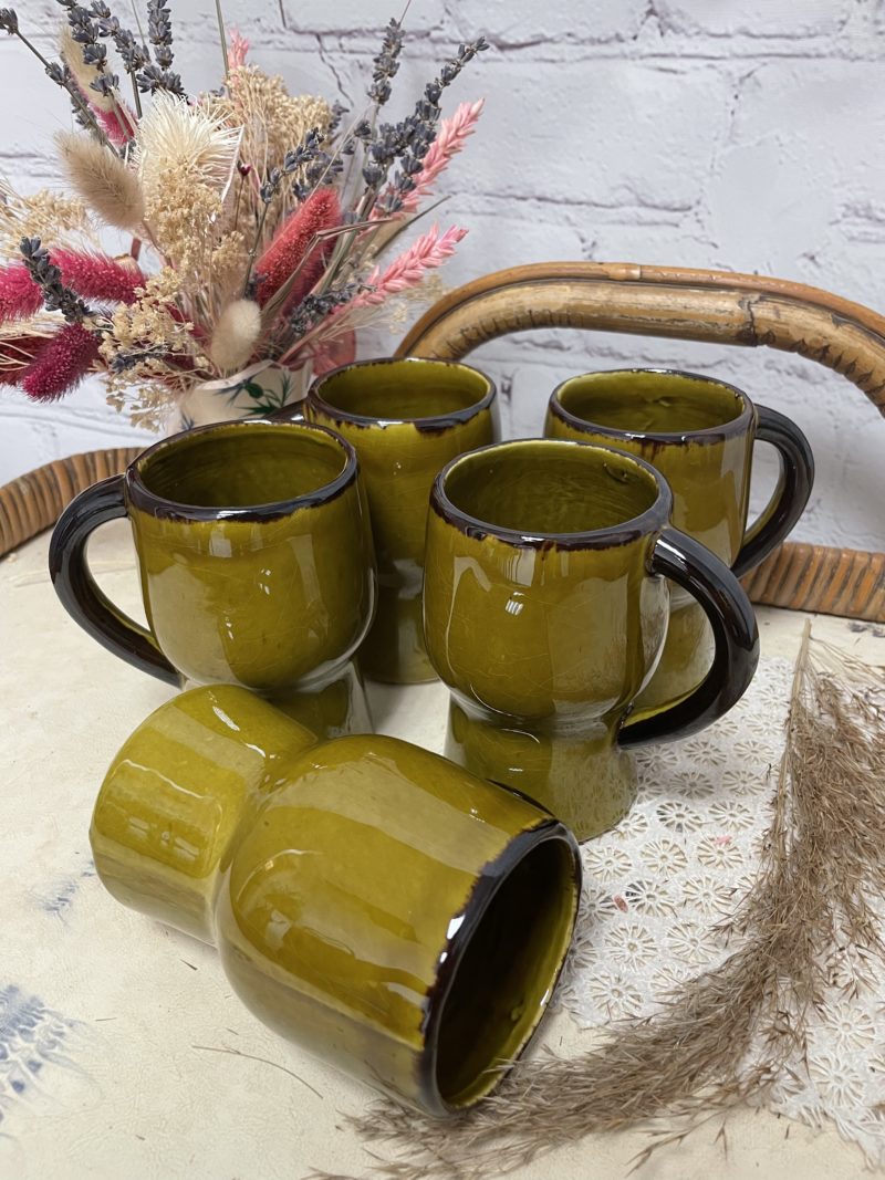 verre-orangeade-vintage-pl-france-ceramique-vert-olive