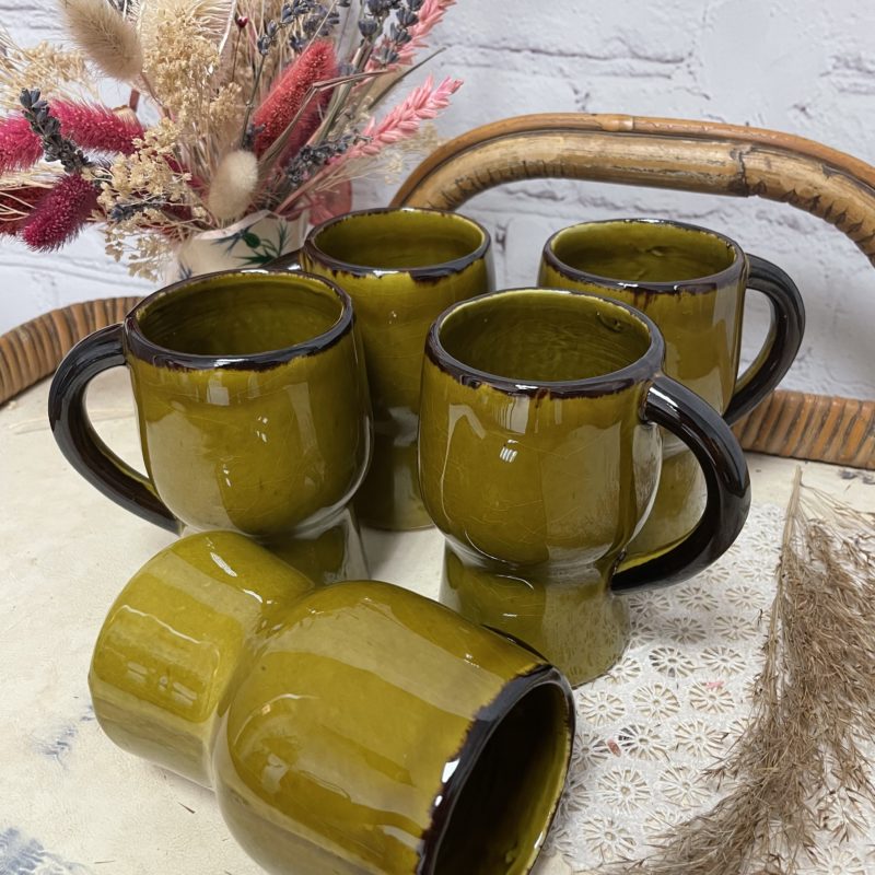 verre-orangeade-vintage-pl-france-ceramique-vert-olive