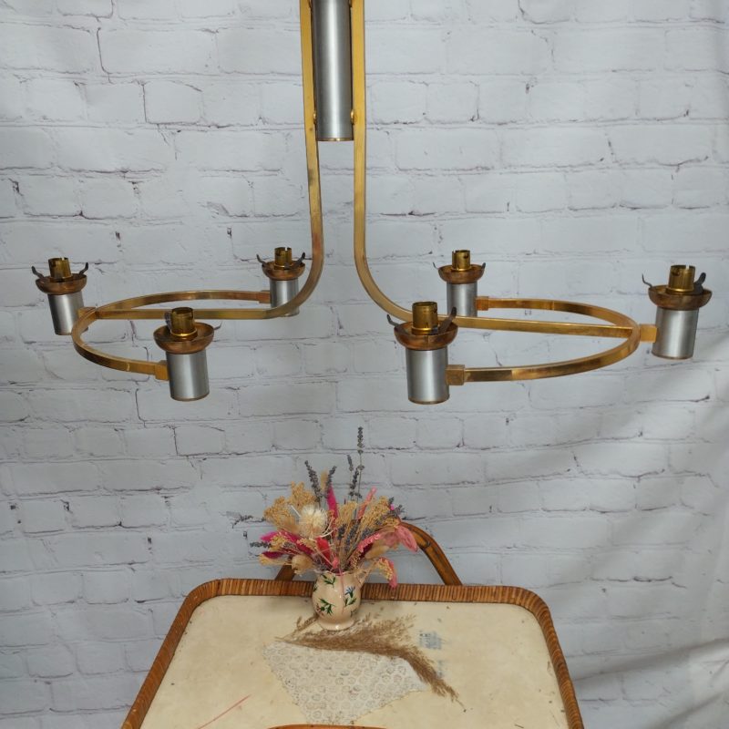 Plafonnier suspension luminaire vintage chrome metal brossé laiton (1)