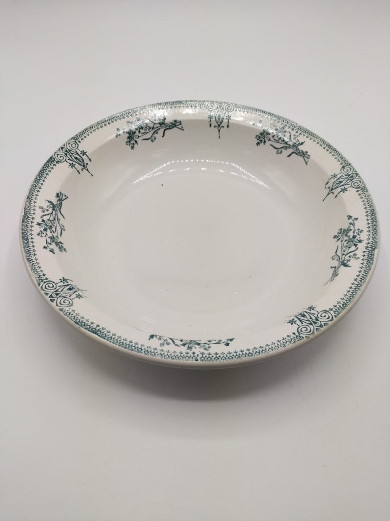 Grand plat creux en faïence vintage Saint Amand vert – Image 3