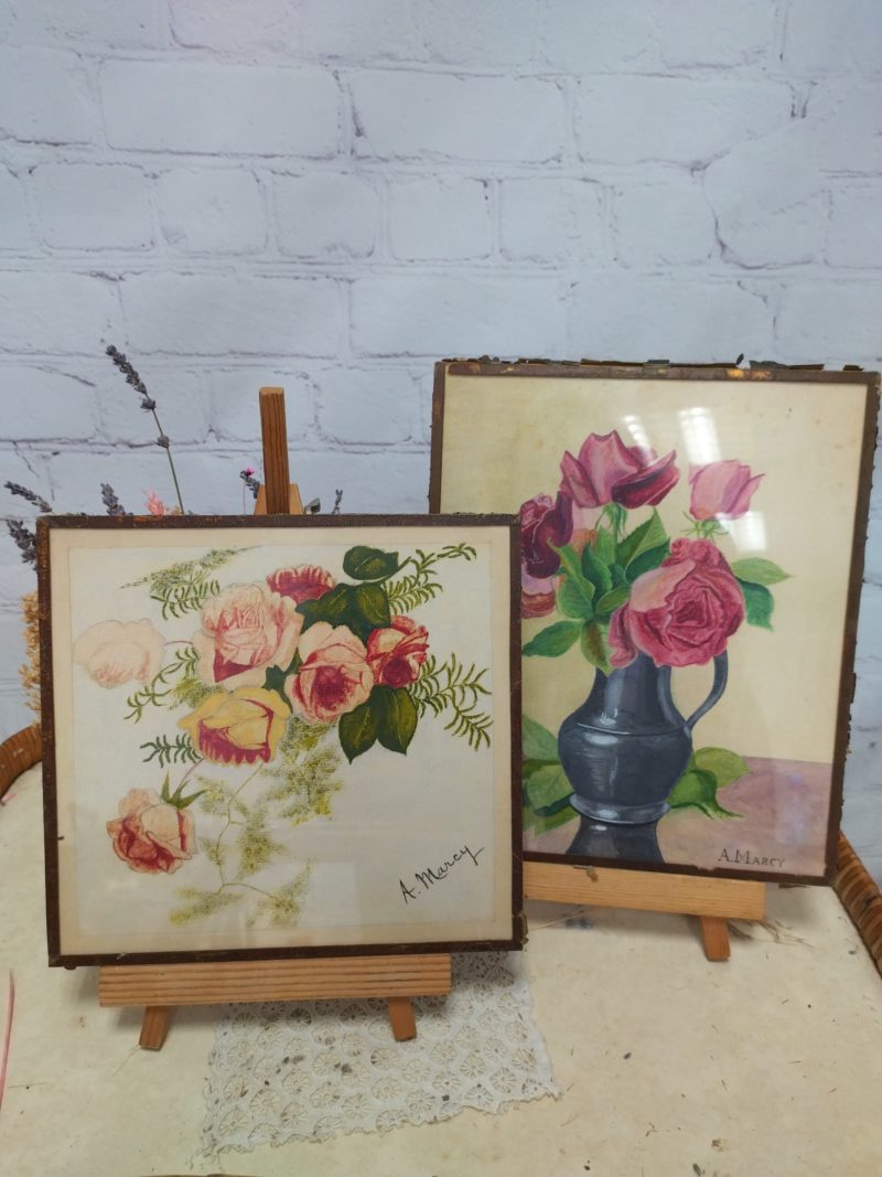 duo tableau pastel gras gouache roses (12)