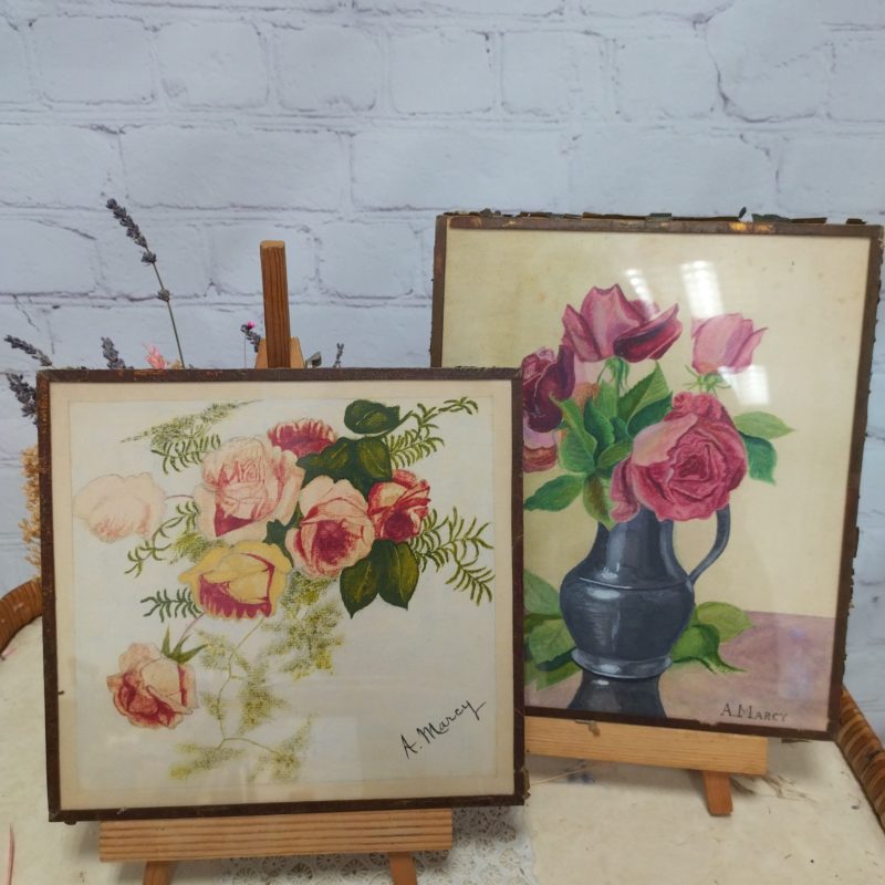 duo tableau pastel gras gouache roses (12)