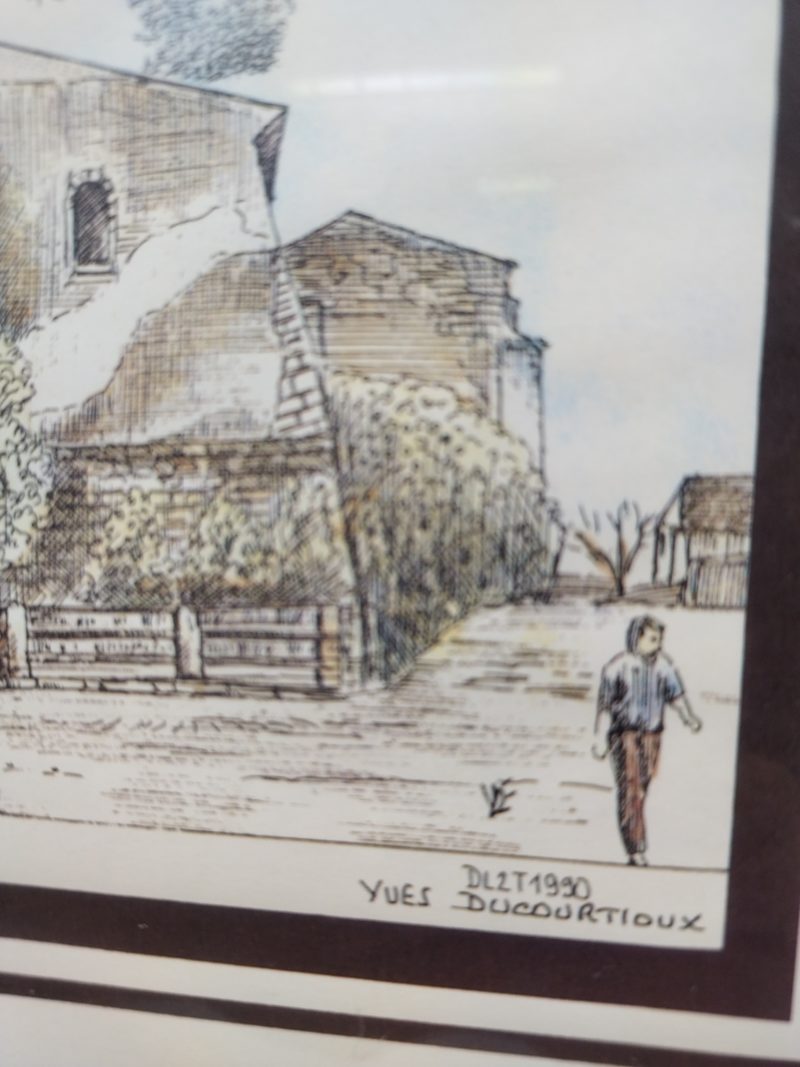 Lithographie encadrée Yves Ducourtioux Eglise de Pourrières – Image 5