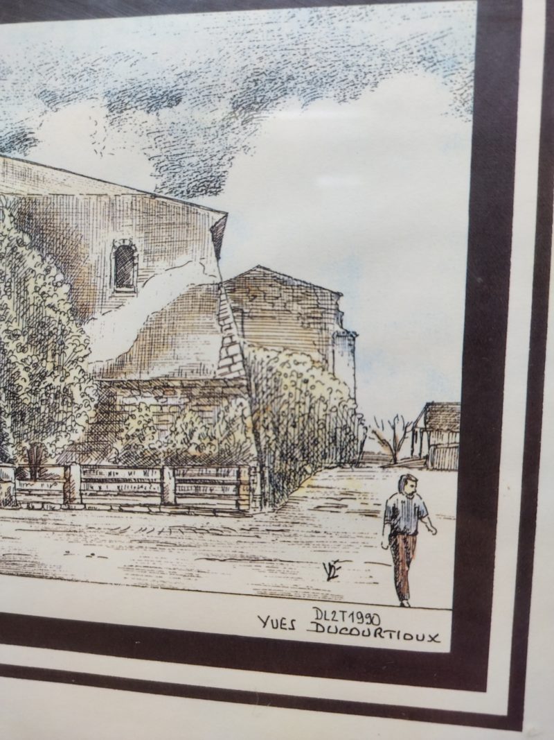 Lithographie encadrée Yves Ducourtioux Eglise de Pourrières – Image 4