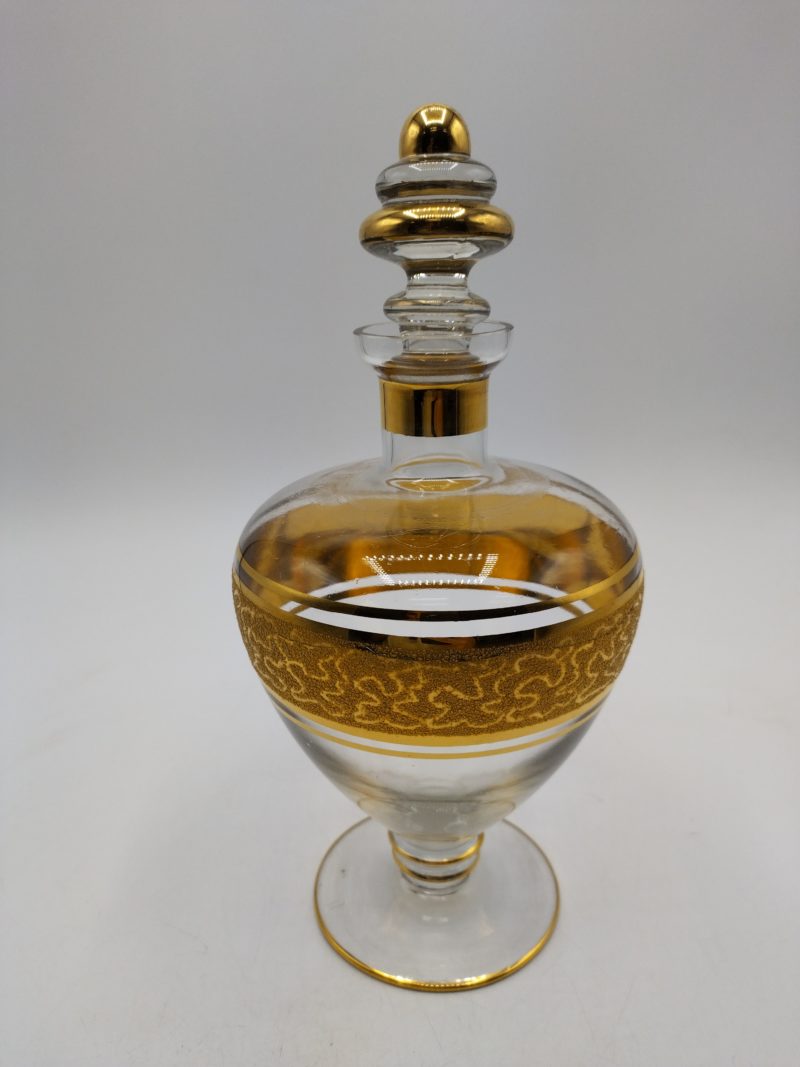 service alcool cognac vintage verre ivre carafe doré (1)