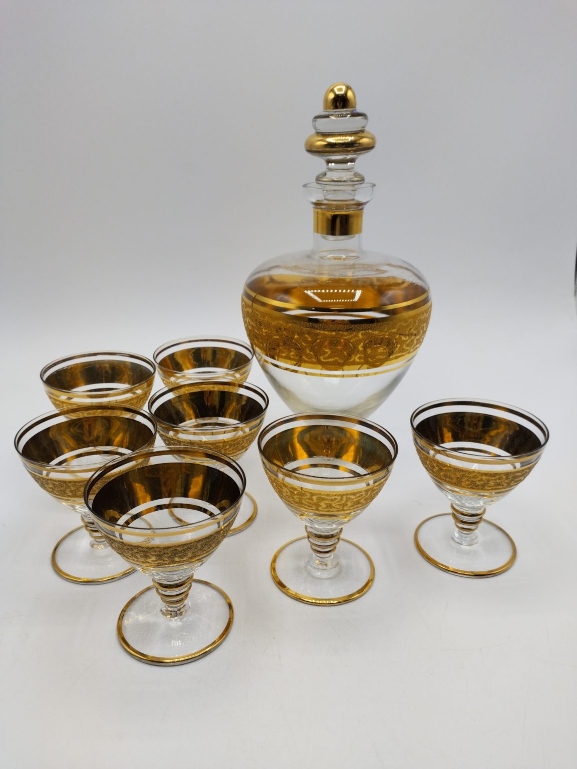 Service alcool carafe verre vintage effet granité et dorure