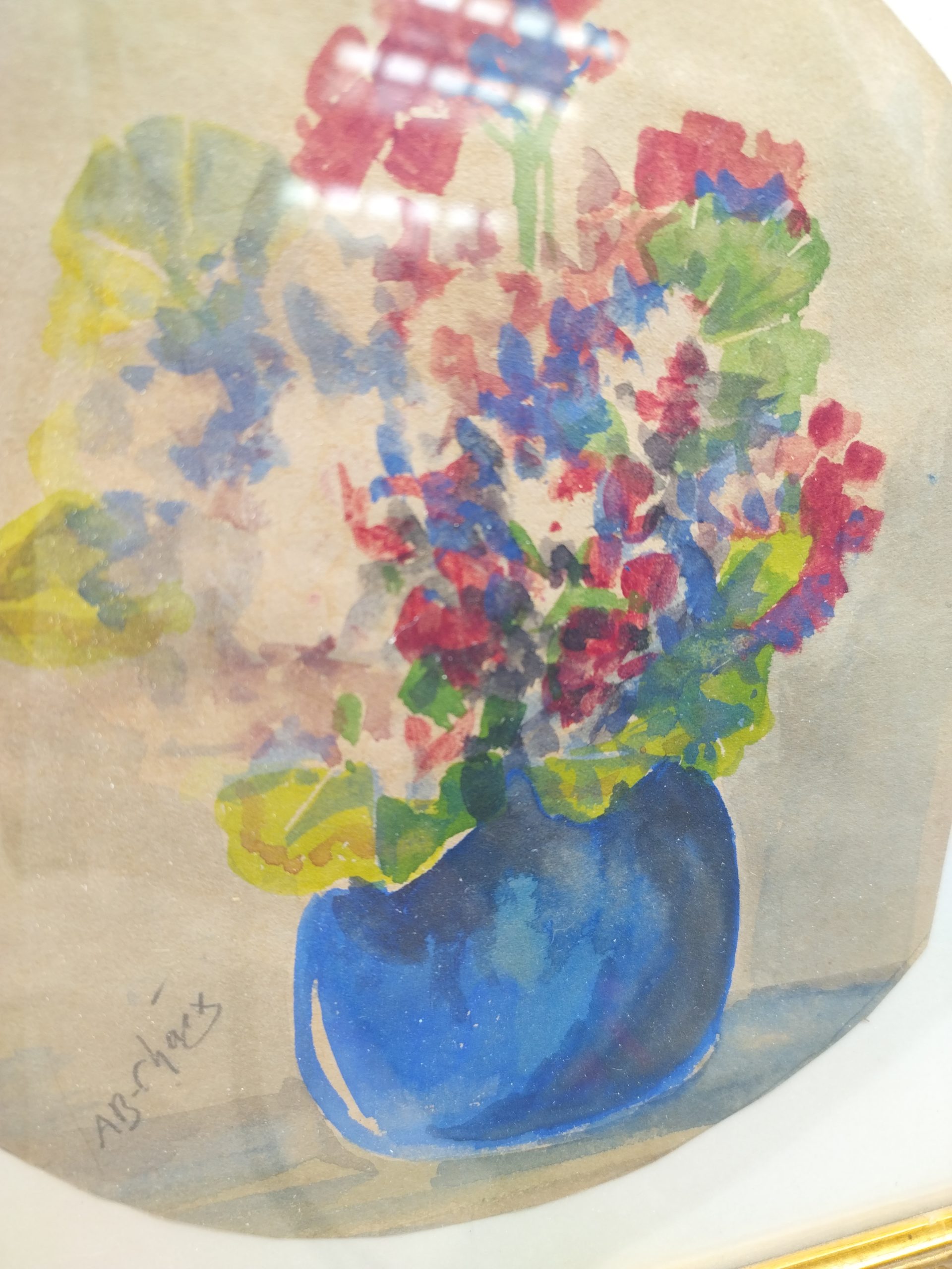 Petit tableau peinture aquarelle bouquet de fleurs - Ressourcerie Histoires  Sans Fin
